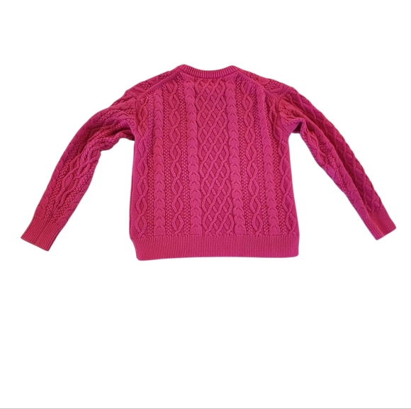 J. Crew Factory Pink Cable Knit Cotton Sweater - Women's Size Small - Picture 2 of 7